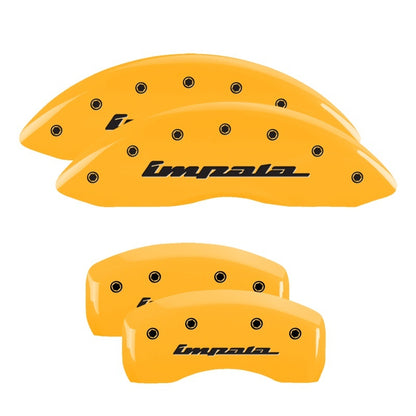 MGP 4 Caliper Covers Engraved Front & Rear Impala Yellow finish black ch 14006SIMPYL 14006SIMPYL Photo - Primary