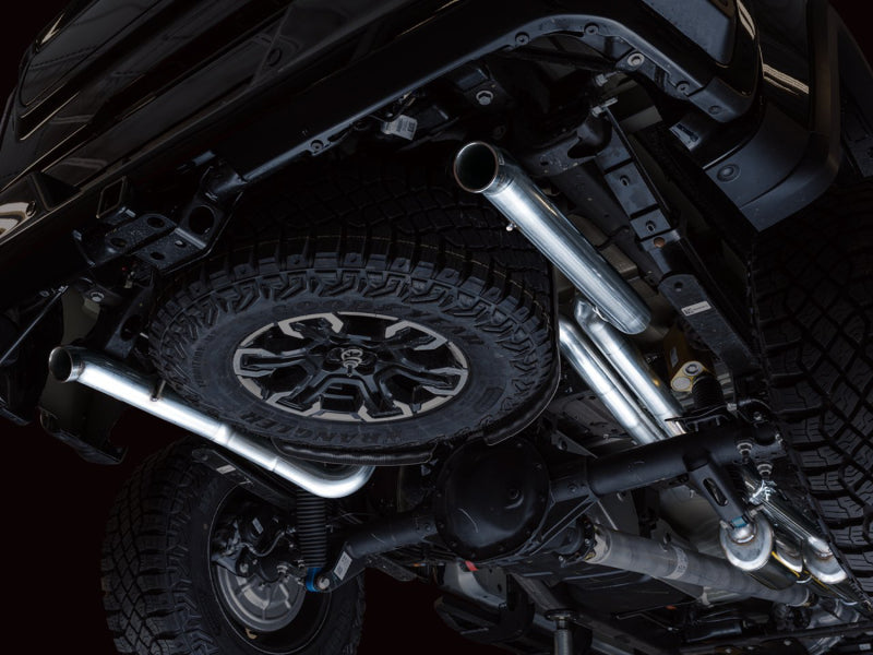 AWE Tuning 22-23 GMC Sierra 1500 AT4X 6.2L 0FG Catback Split Dual (Flat Bumper) - Bashguard(No Tips) 3015-31972 3015-31972 Photo - Mounted
