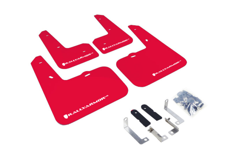 Rally Armor 2012-14 Veloster RED Mud flap White logo MF24-UR-RD/WH Photo - Primary