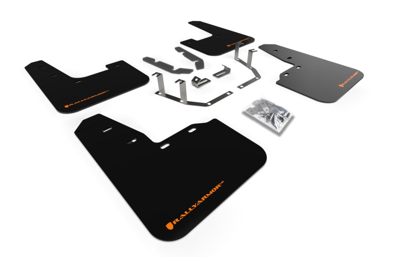 Rally Armor 18-22 Ford Fiesta ST MK8 Black UR Mud Flap w/ Orange Logo MF60-UR-BLK/OR MF60-UR-BLK/OR Photo - Primary