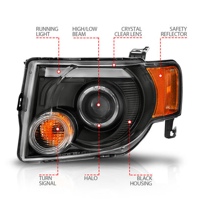 Anzo 2008-2012 Ford Escape Projector Headlights w/ Halo Black 111355 User 4