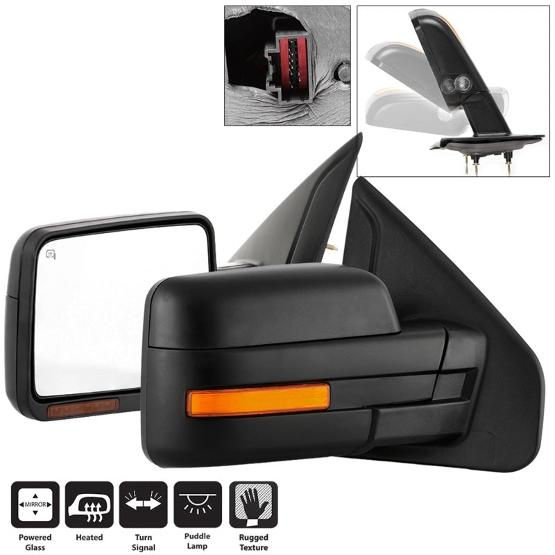 SPYDER xTune 07-14 Ford F-150 Heated Amber Seq LED Signal OEM Pwr Mirrors (Pair) (MIR-03FF07-G2-PW-RAM-SET) 9943171 9943171 Photo - Primary
