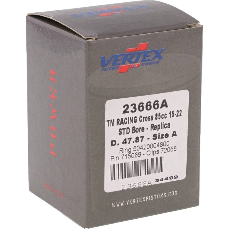 Vertex Pistons Vertex Piston 08-14 TM MX 85 85cc Cast Replica Piston Kit 23666A 23666A Photo - Primary