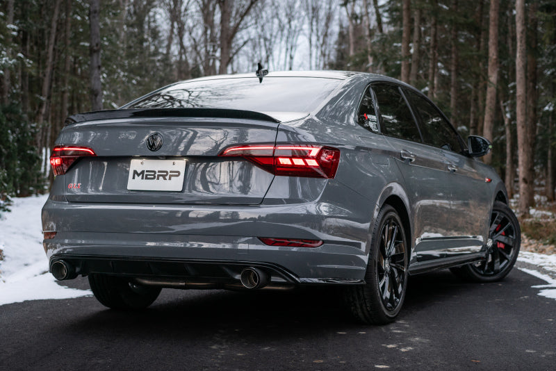 MBRP 19-21 VW Jetta GLI T304 SS 3in Cat-Back Dual Split Rear Exit Exhaust - Carbon Fiber Tips S46083CF S46083CF Photo - out of package