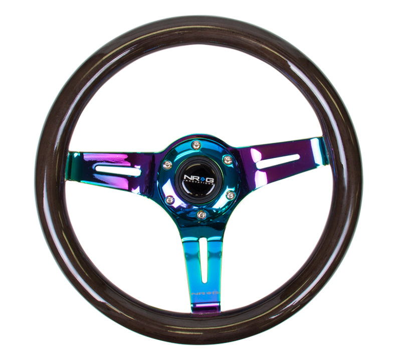 NRG Classic Black Wood Grain Wheel, 310mm, 3 Spoke Center in Neochrome ST-310BK-MC Photo - Primary