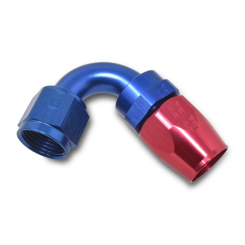 Russell #6 Full Flow Swivel 120° Tight Radius Hose Ends - Red/Blue 613400 Photo - out of package