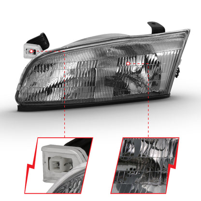 ANZO 1997-1999 Toyota Camry Crystal Headlight Chrome Amber(OE) 121555 121555 Photo - Unmounted