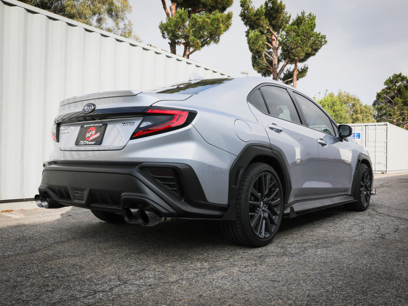 aFe POWER Takeda 3in to 2-1/2in 304 SS Cat-Back Exhaust w/ Black Tips 22-23 Subaru WRX H4-2.4L (t) 49-36809-B 49-36809-B Photo - Mounted