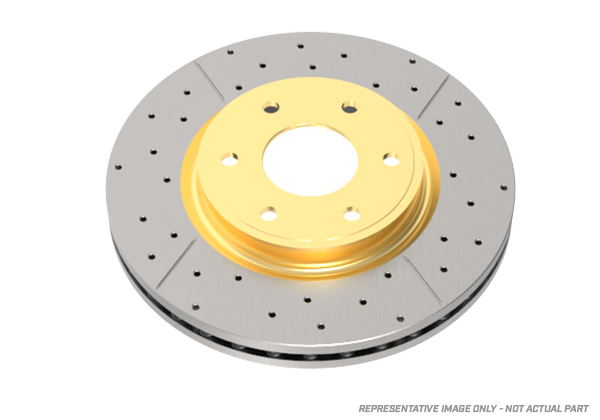 DBA 07-09 Lexus RX350/RX450 Front Drilled & Slotted Street Series Rotors (w/Gold Hat) DBA2739X