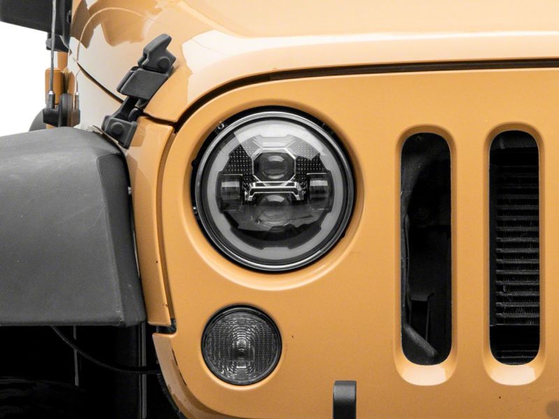 Raxiom 07-18 Jeep Wrangler JK Axial 7-In LED Headlights w/ DRL Turn Signals- Blk Housing (Clear) J173078 J173078 Photo - Close Up