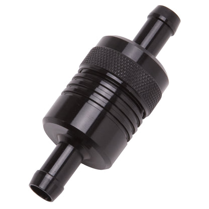Edelbrock Fuel Filter, Aluminum, 3" x 01/ 1/8", 3/8" Inlet/Outlet, Black 8157 Photo - out of package