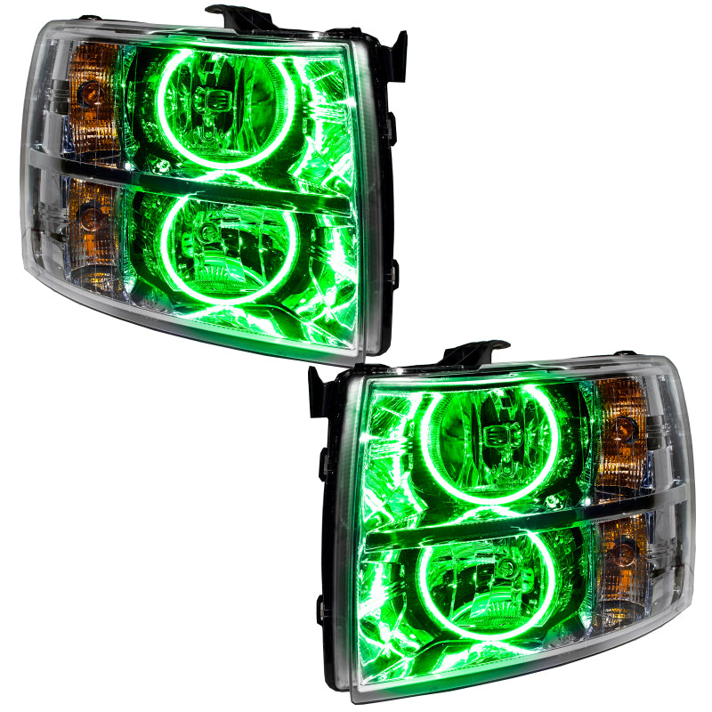 ORACLE Lighting 07-13 Chevrolet Silverado Pre-Assembled LED Halo Headlights (Round Style) - Green 7007-004 7007-004 Photo - Primary