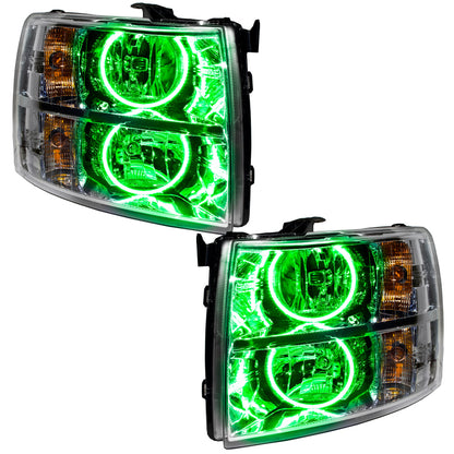 ORACLE Lighting 07-13 Chevrolet Silverado Pre-Assembled LED Halo Headlights (Round Style) - Green 7007-004 7007-004 Photo - Primary