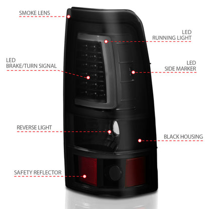 ANZO 1999-2002 Chevy Silverado 1500 LED Taillights Plank Style Black w/Smoke Lens 311331 311331 User 3