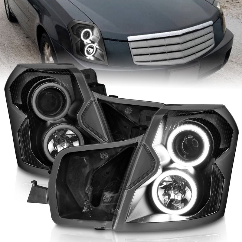 Anzo 2003-2007 Cadillac Cts Projector Headlights w/ Halo Black (CCFL) 121417 Photo - Primary
