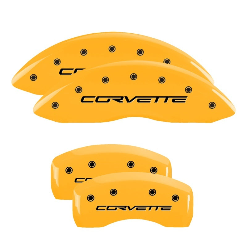 MGP Caliper Covers (set of 4), Engraved Front & Rear C6/Corvette Yellow 13008SCV6YL Photo - Primary