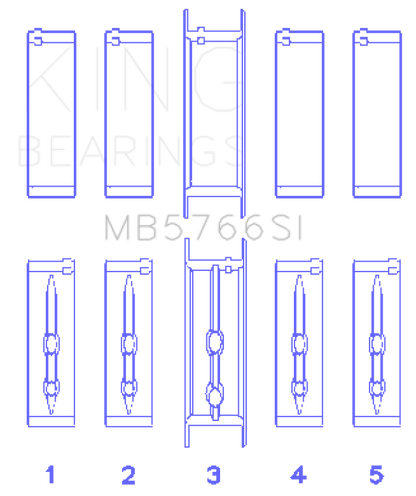 King Engine Bearings King GM LS1/2/4/6 (Housing Bore +.010) (Size STD) Main Bearing Set MB5766SI MB5766SI Photo - Primary