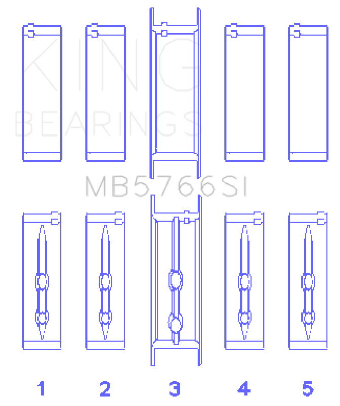 King Engine Bearings King GM LS1/2/4/6 (Housing Bore +.010) (Size STD) Main Bearing Set MB5766SI MB5766SI Photo - Primary