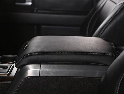 PRP Seats PRP 10-14 Ford Raptor  Center Console Cover- Black with Silver Stitch B107-06 B107-06 Photo - Close Up