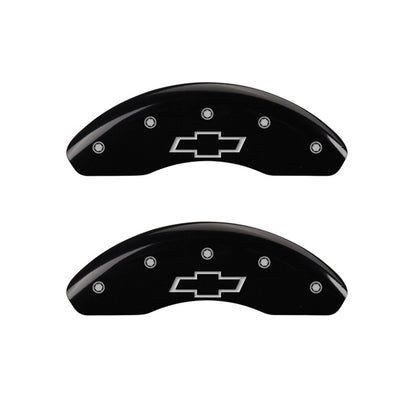 MGP Front set 2 Caliper Covers Engraved Front Bowtie Black finish silver ch 14230FBOWBK 14230FBOWBK Photo - Primary