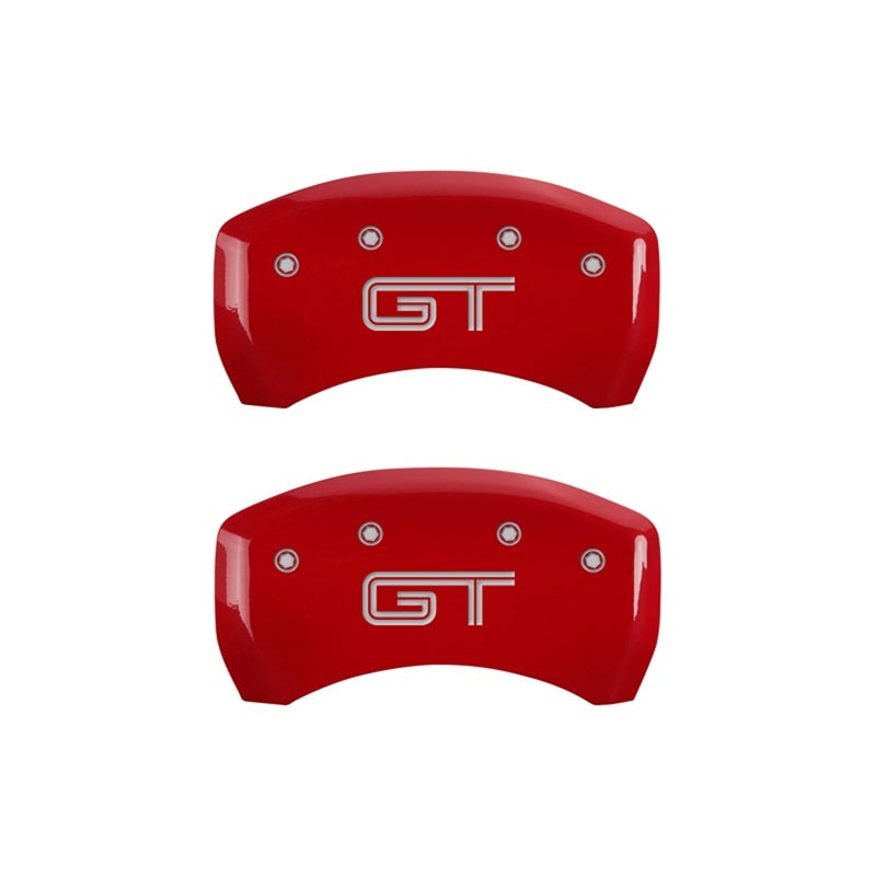 MGP Rear set 2 Caliper Covers Engraved Rear S197/GT Red finish silver ch 10010RMG2RD 10010RMG2RD Photo - Primary