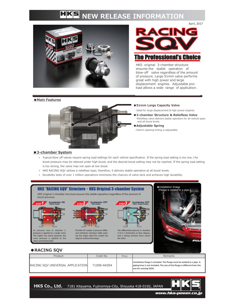 HKS Racing SQV Universal BOV 71008-AK004 71008-AK004 User 1