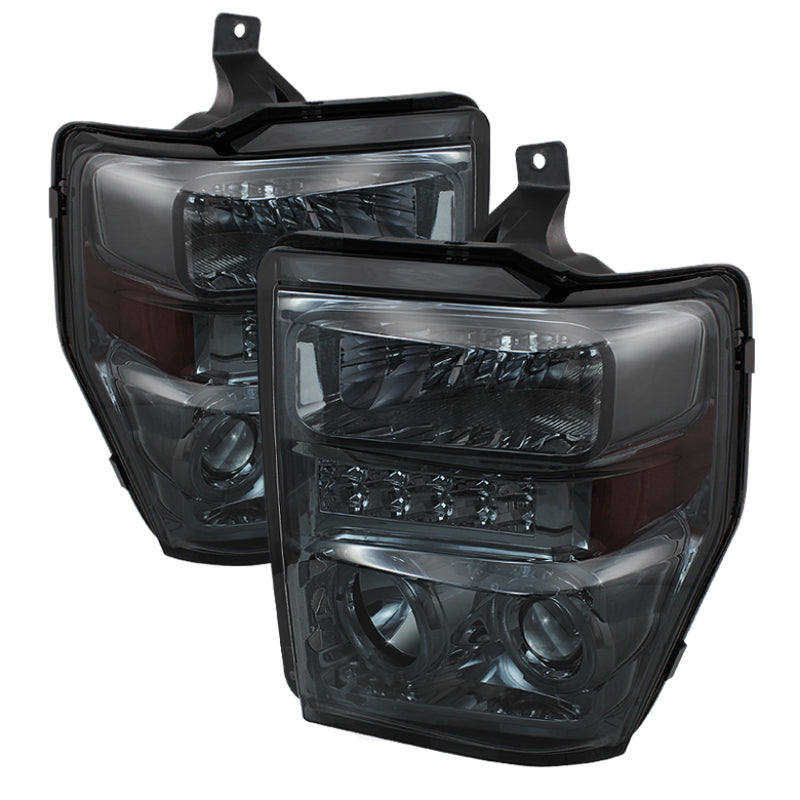 SPYDER Xtune Ford F250/350/450 Super Duty 08-10 Projector Headlights LED Halo Smoke PRO-JH-FS08-LED-SM 5076281 5076281 Photo - Primary