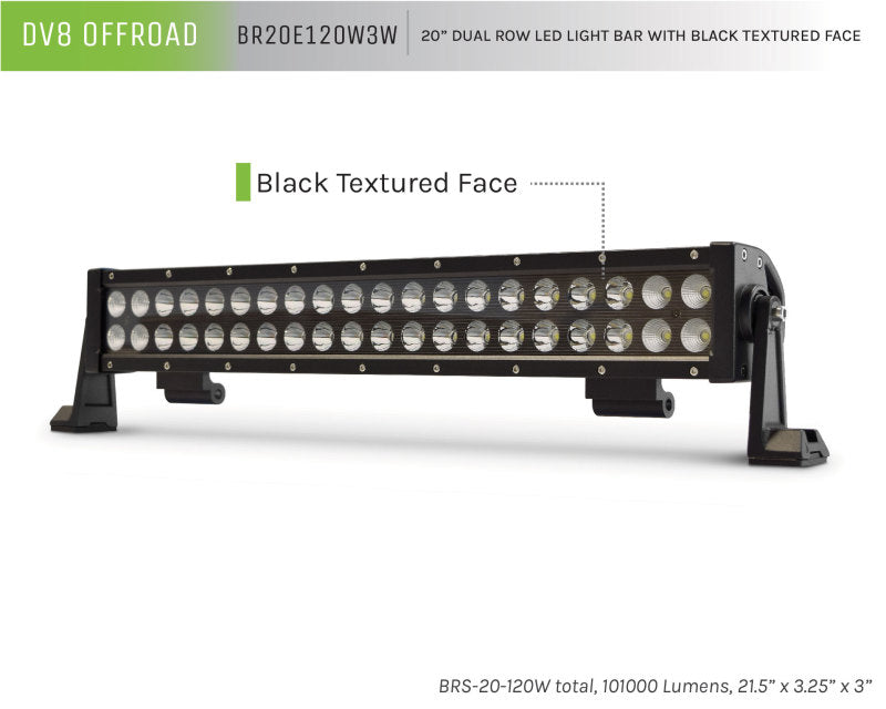 DV8 Offroad BRS Pro Series 20in Light Bar 120W Flood/Spot 3W LED - Black BR20E120W3W BR20E120W3W Product Brochure - a specific brochure describing a Product