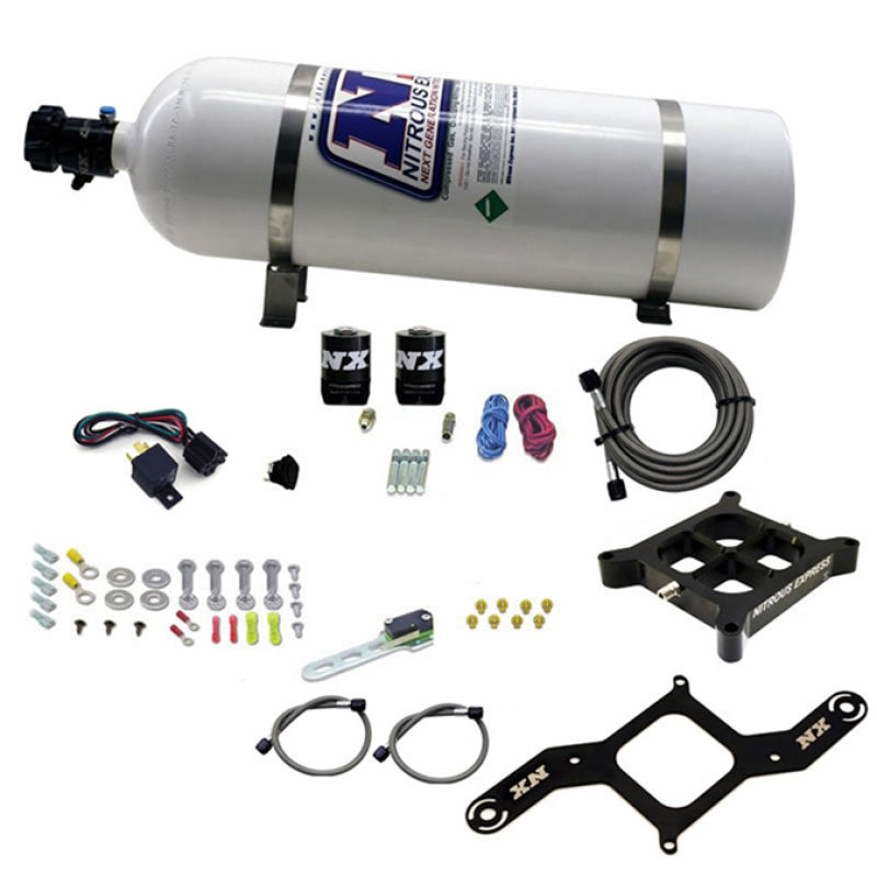 Nitrous Express 4150 Single Entry Crossbar Nitrous Plate Kit Pro-Power (100-500HP) w/15lb Bottle 63540-15 63540-15 Photo - Primary