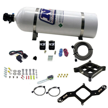 Nitrous Express 4150 Single Entry Crossbar Nitrous Plate Kit Pro-Power (100-500HP) w/15lb Bottle 63540-15 63540-15 Photo - Primary