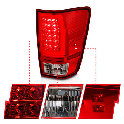 ANZO 04-15 Nissan Titan Full LED Tailights Chrome Housing Red/Clear Lens 311422 311422 Photo - Close Up