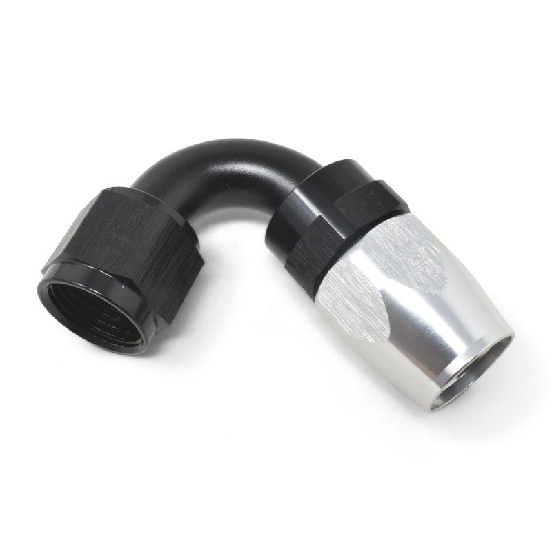 Russell #10 Full Flow Swivel 120° Tight Radius Hose Ends - Black / Silver 613423 Photo - out of package