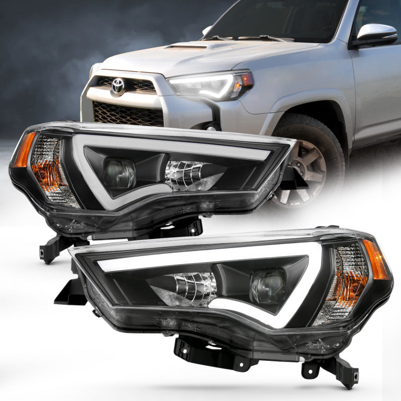 ANZO 14-18 Toyota 4 Runner Plank Style Projector Headlights Black w/ Amber 111416 111416 Photo - lifestyle view