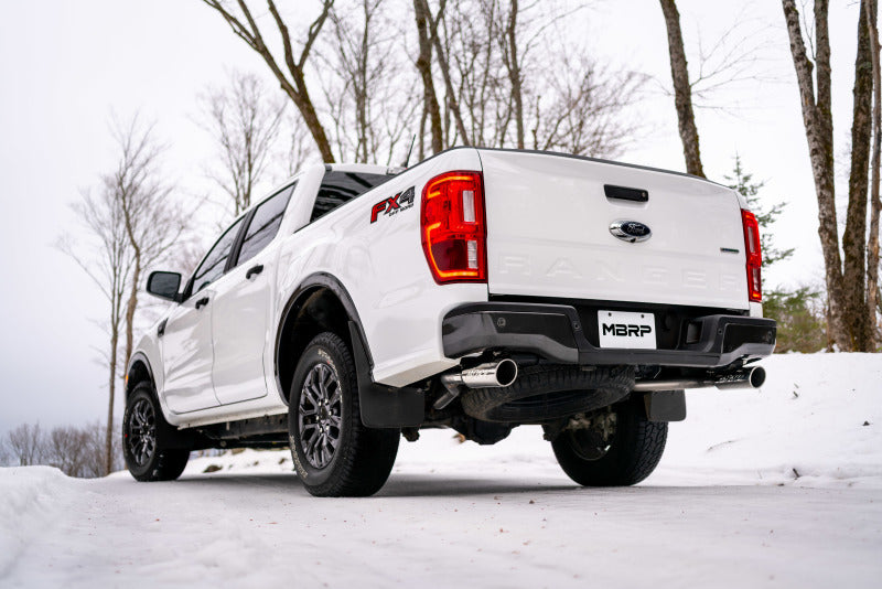 MBRP 19-20 Ford Ranger 2.3L 3in Dual Split Rear Outlet 4in OD Tips Black Coated Cat Back Exhaust S5223BLK S5223BLK Photo - lifestyle view