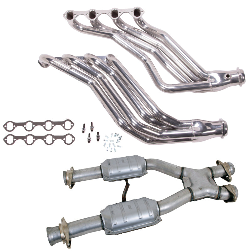 BBK 86-93 Ford Mustang 1-3/4 Long Tube 351 Swap Headers w/High Flow Catted X-Pipe (Silver Ceramic) 15693 15693 Photo - Primary