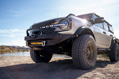DV8 Offroad 2021+ Ford Bronco Modular Front Bumper Winch Capable w/ Auxiliary Light Mounts FBBR-02 FBBR-02 Photo - lifestyle view
