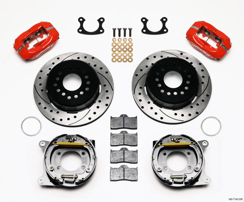 Wilwood FDL P/S Park Brake Kit, Drilled, Red, Small Ford 2.66" Offset 140-7143-DR Photo - Primary