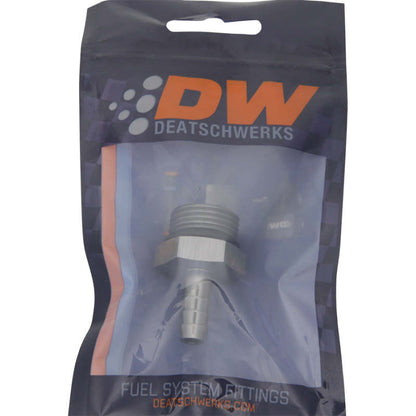 DeatschWerks 10AN ORB Male to 5/16in Male Triple Barb Fitting (Incl O-Ring) - Anodized DW Titanium 6-02-0516 6-02-0516 Photo - lifestyle view