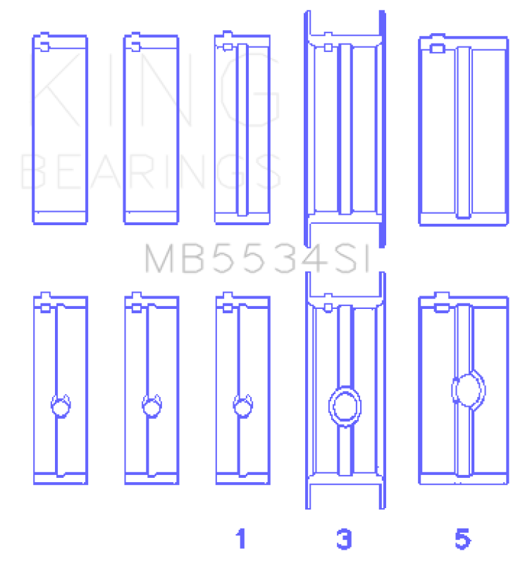 King Engine Bearings King Chrysler/Jeep 318ci (Size 020) Main Bearing Set MB5534SI020 MB5534SI020 Photo - Primary