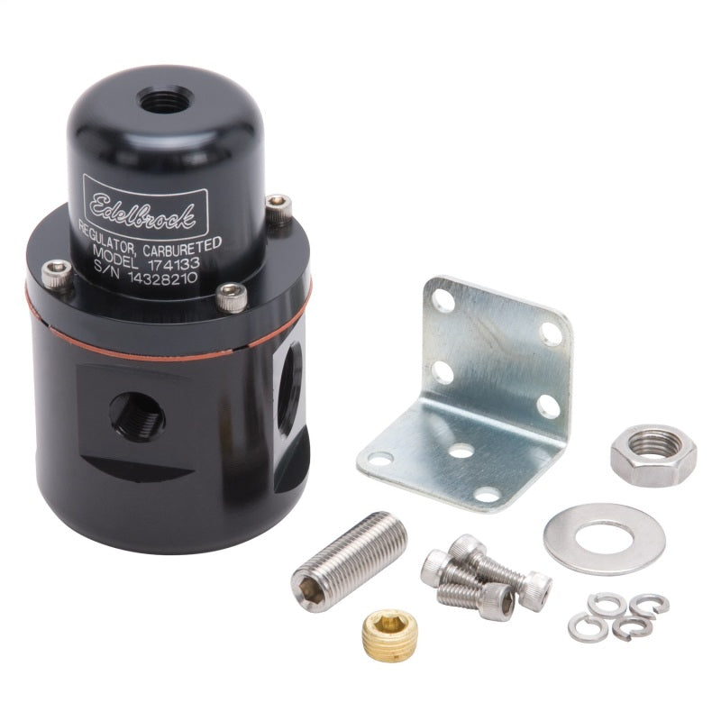 Edelbrock Fuel Pressure Regulator, Carbureted, 160 GPH, 5-10 PSI, 3/8" IN/OUT, 3 174133 Photo - Primary