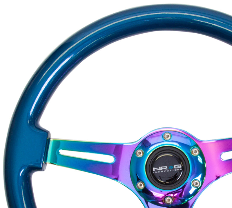 NRG Classic Wood Grain Wheel, 350mm 3 Neochrome Spokes,Blue Pearl/Flake ST-015MC-BL Photo - Primary