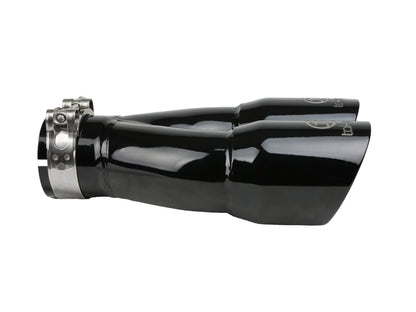 aFe Takeda 2.5in 304 Stainless Steel Clamp-on Exhaust Tip 2.5in Inlet 3in Dual Outlet - Black 49T25364-B10 49T25364-B10 Photo - Unmounted