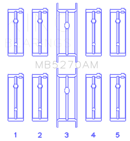 King Engine Bearings King Chrysler 148/148 Turbo DOHC 16V / Jeep 148 DOHC 16V (Size STD) Main Bearing Set MB5270AM MB5270AM Photo - Primary