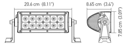 Hella Value Fit 8in Light - 36W Dual Row White Housing Flood Beam - LED 357208011 357208011 Technical Drawing
