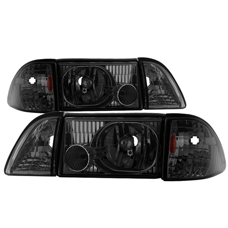 SPYDER xTune Ford Mustang 87-93 OEM style Headlights 6pcs Amber - Smoked HD-JH-FM87-6PC-AM-SM 9035289 9035289 Photo - Primary