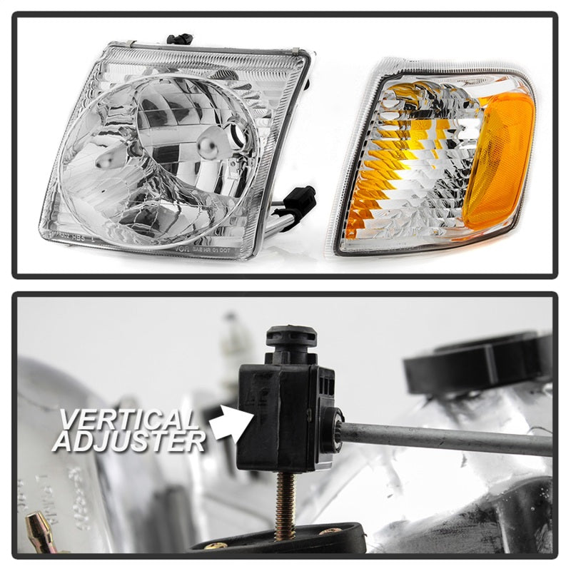 SPYDER xTune 01-03 Ford Explorer Sport 4pc OEM Style Headlights w/Corners - Chrome (HD-JH-FEXP01-ST-C) 9042621 9042621 Photo - Unmounted