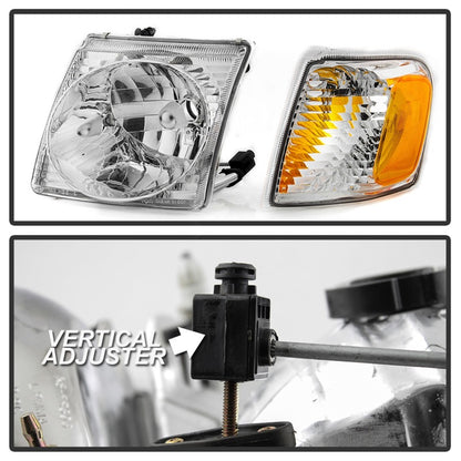 SPYDER xTune 01-03 Ford Explorer Sport 4pc OEM Style Headlights w/Corners - Chrome (HD-JH-FEXP01-ST-C) 9042621 9042621 Photo - Unmounted