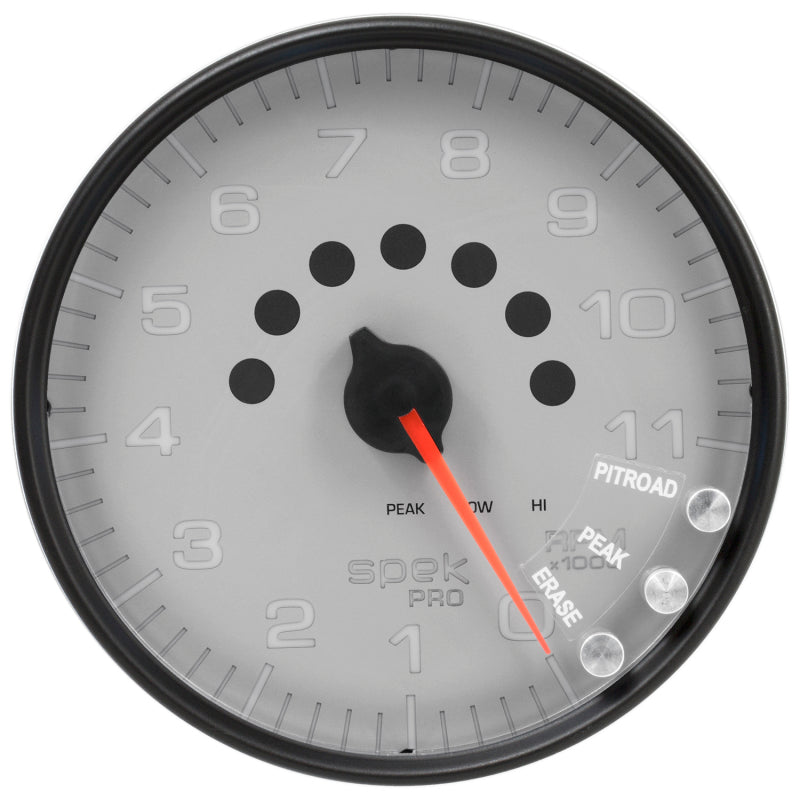 AutoMeter Gauge Tachometer 5in. 11K RPM W/Shift Light & Peak Mem Silver/Black Spek-Pro P23922 P23922 User 1