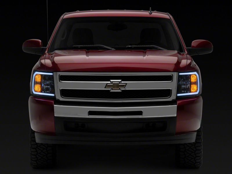 Raxiom 07-13 Chevrolet Silverado 1500 Axial Headlights w/ SEQL LED Bar- Blk Housing (Clear Lens) S138004 S138004 Photo - Close Up