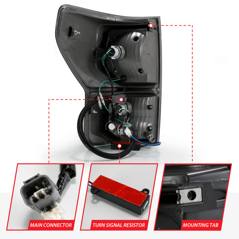 ANZO 2007-2013 Toyota Tundra LED Taillights Plank Style Black w/Smoke Lens 311337 311337 Photo - Unmounted